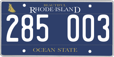 RI license plate 285003