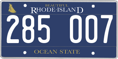 RI license plate 285007