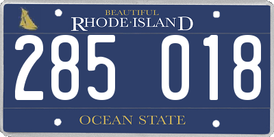 RI license plate 285018