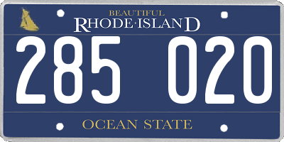 RI license plate 285020