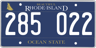 RI license plate 285022