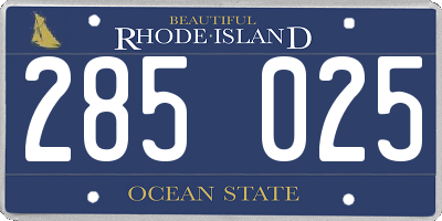 RI license plate 285025