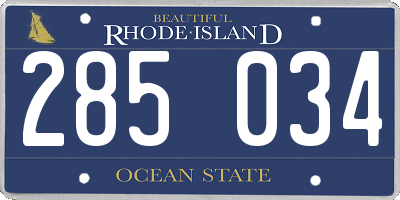 RI license plate 285034