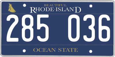RI license plate 285036