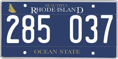 RI license plate 285037