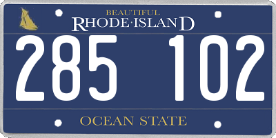 RI license plate 285102