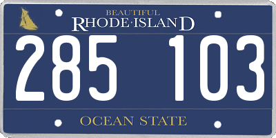 RI license plate 285103