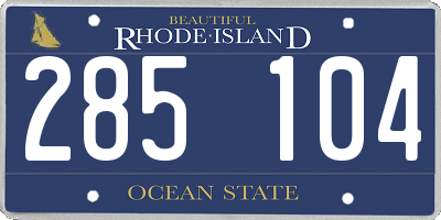 RI license plate 285104