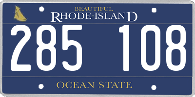 RI license plate 285108