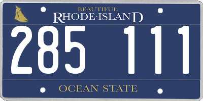 RI license plate 285111