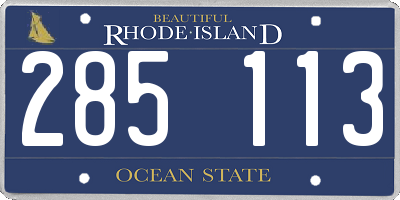 RI license plate 285113