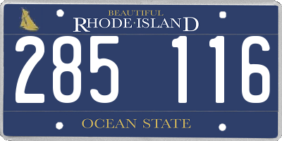 RI license plate 285116