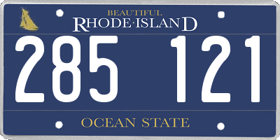 RI license plate 285121