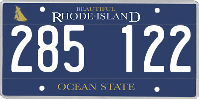 RI license plate 285122