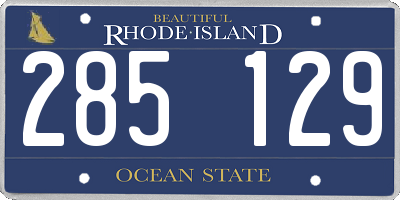 RI license plate 285129