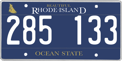 RI license plate 285133