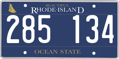 RI license plate 285134