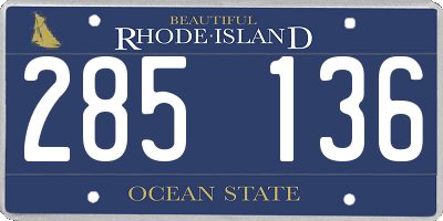 RI license plate 285136