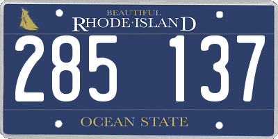 RI license plate 285137