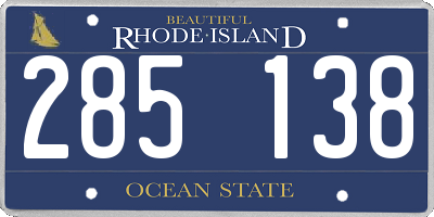 RI license plate 285138