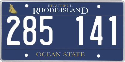 RI license plate 285141