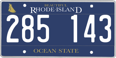 RI license plate 285143