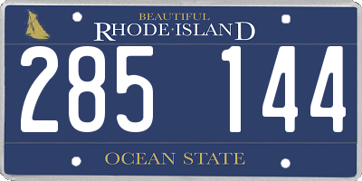 RI license plate 285144