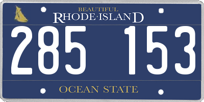 RI license plate 285153
