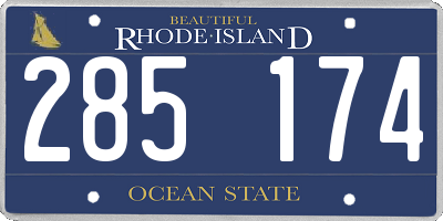 RI license plate 285174