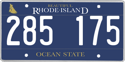 RI license plate 285175