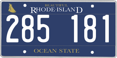 RI license plate 285181
