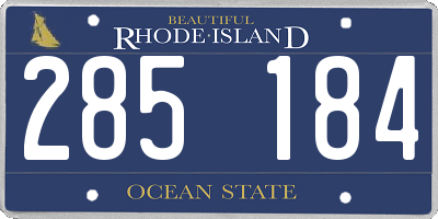 RI license plate 285184