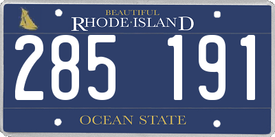 RI license plate 285191
