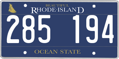 RI license plate 285194