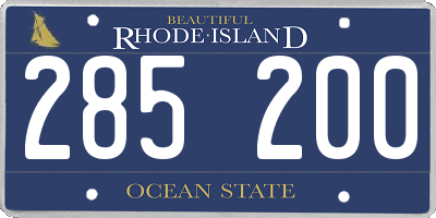 RI license plate 285200