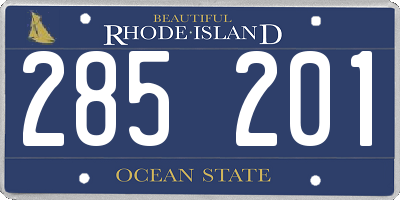 RI license plate 285201