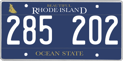 RI license plate 285202