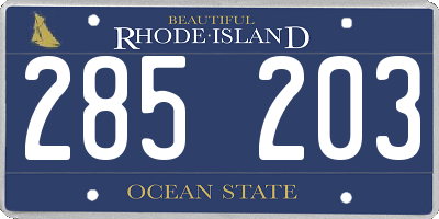 RI license plate 285203
