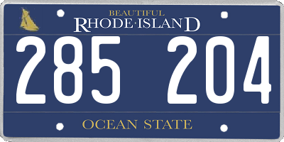 RI license plate 285204