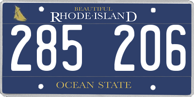 RI license plate 285206