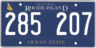RI license plate 285207
