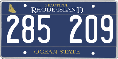 RI license plate 285209