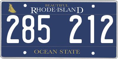 RI license plate 285212