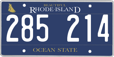 RI license plate 285214
