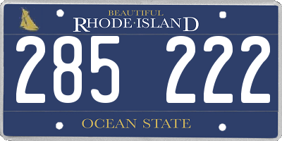 RI license plate 285222