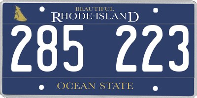 RI license plate 285223