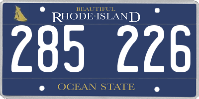 RI license plate 285226