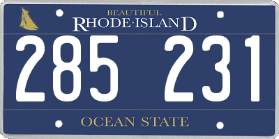 RI license plate 285231