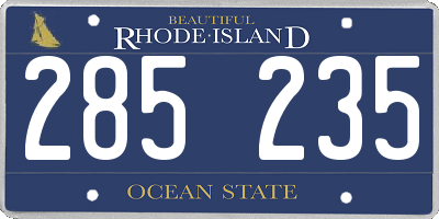 RI license plate 285235
