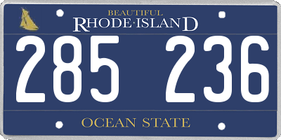 RI license plate 285236